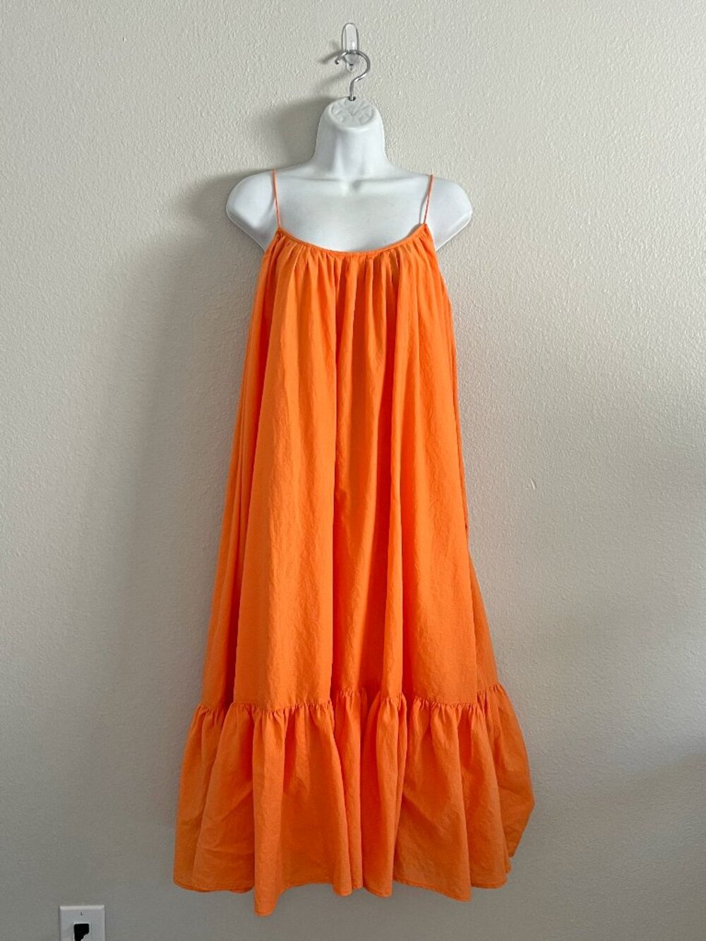 Rhode Resort Orange Cotton Ruffle Trapeze Dress Sundress Summer Revolve Size L - Picture 1 of 4